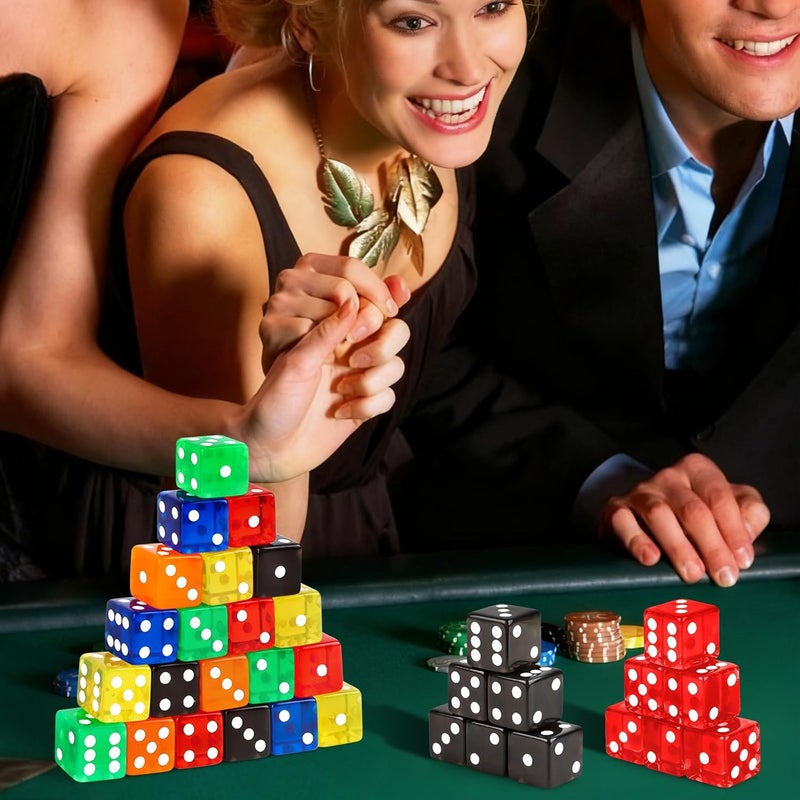 Lemicin 36 Piece Casino Style Craps Dice Sets 19mm Acrylic Translucent D6 Dice Square Rounded Edge for Casino Craps Table Games and Board Games Party Bar Entertainment Math Teaching Supplies - Image 4